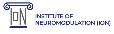 Institute of Neuromodulation (ION) logo with stylized ION letters next to the text Institute of Neuromodulation (ION) in blue font on a white background.